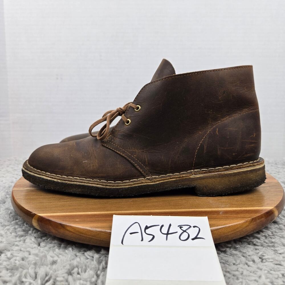 Clarks Mens 8.5M Original Desert Brown Leather Distressed Crepe Sole Chukka Boot